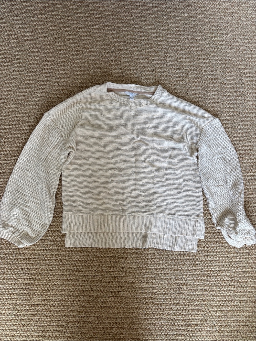 Time and Tru Neutral Cream Scoopneck Ribbed Sweater